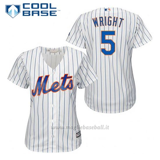 Maglia Baseball Uomo New York Mets David Wright 5 Bianco 1ªCool Base